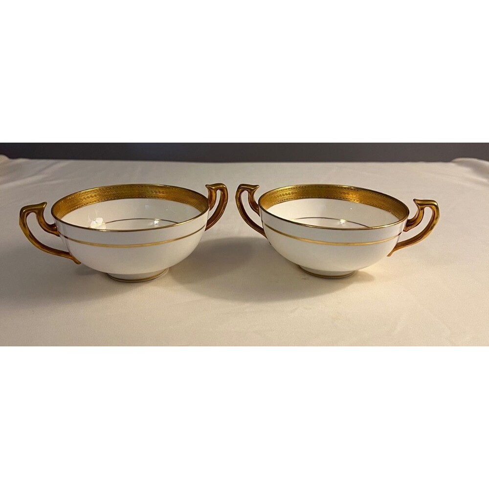 Vintage Minton H1935 Double Handled Bouillon Cups (2) Fine China England